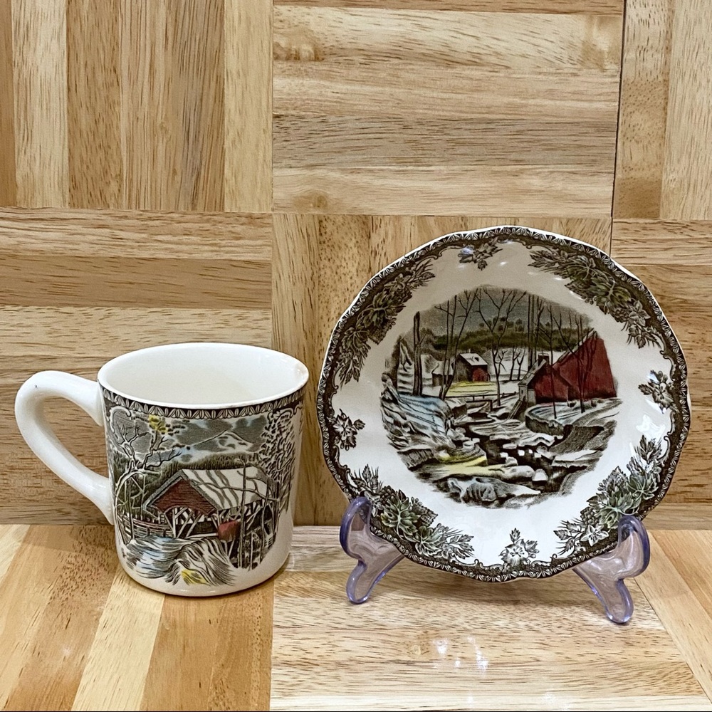 Vintage Johnson Bros The Friendly Village The Ice House Mug and Saucer Set